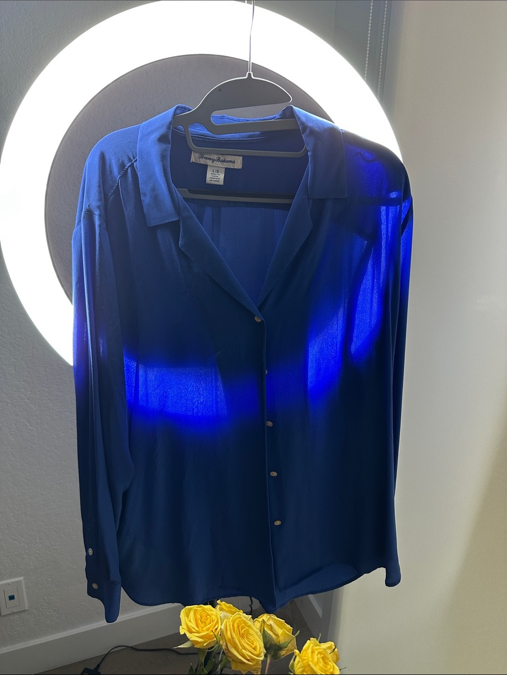 Tommy Bahama Royal Blue Long-Sleeve Button Down Top